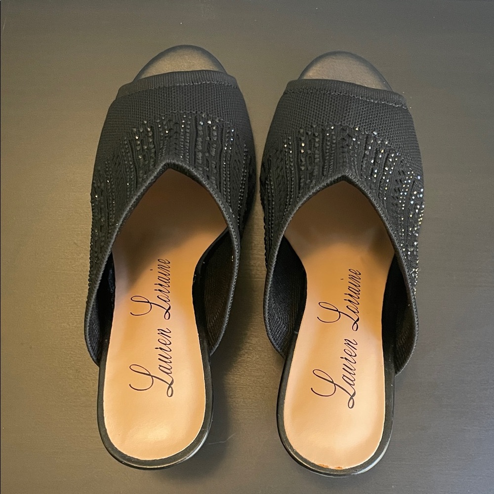 Black Rhinestone Mules - Picture 4 of 8